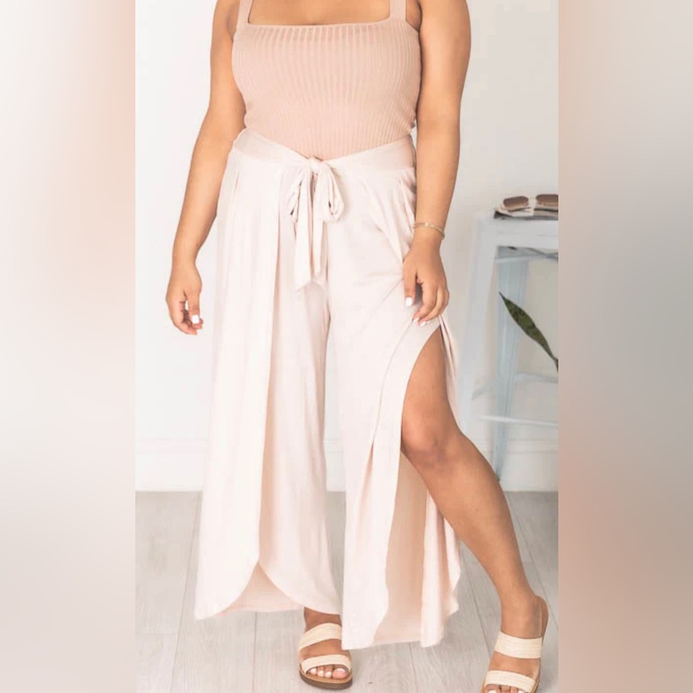 Beige Summer Flare Swim Coverup Lounge Pants